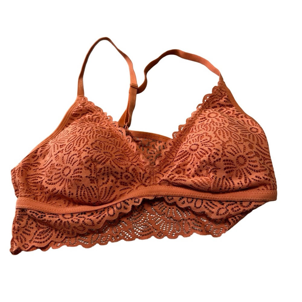 (NWT) Auden Lined Lace Crossback Bralette Orange Wireless Size XS